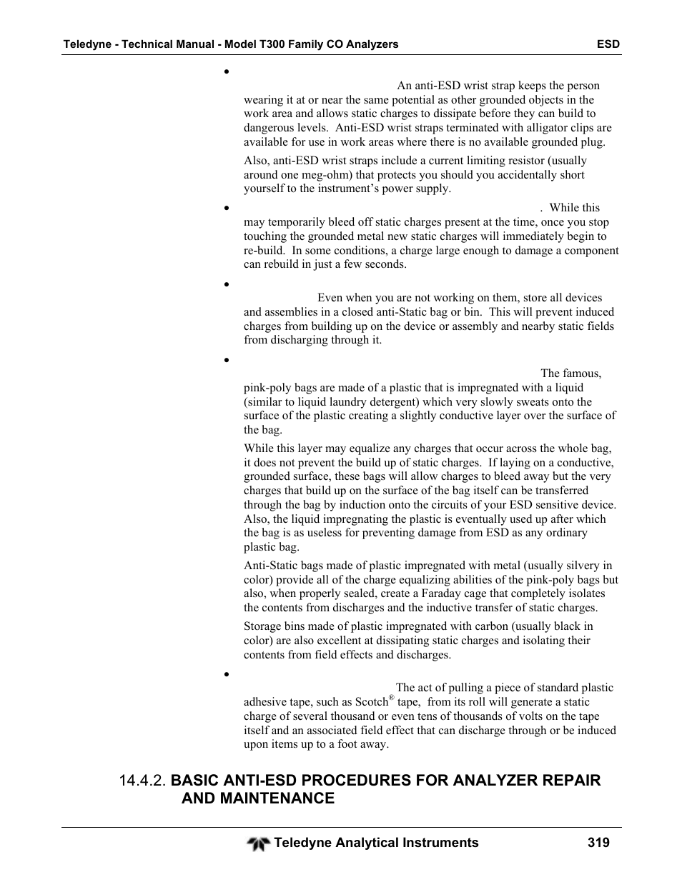 Teledyne GFC-7001T - Trace CO Analyzer User Manual | Page 319 / 326