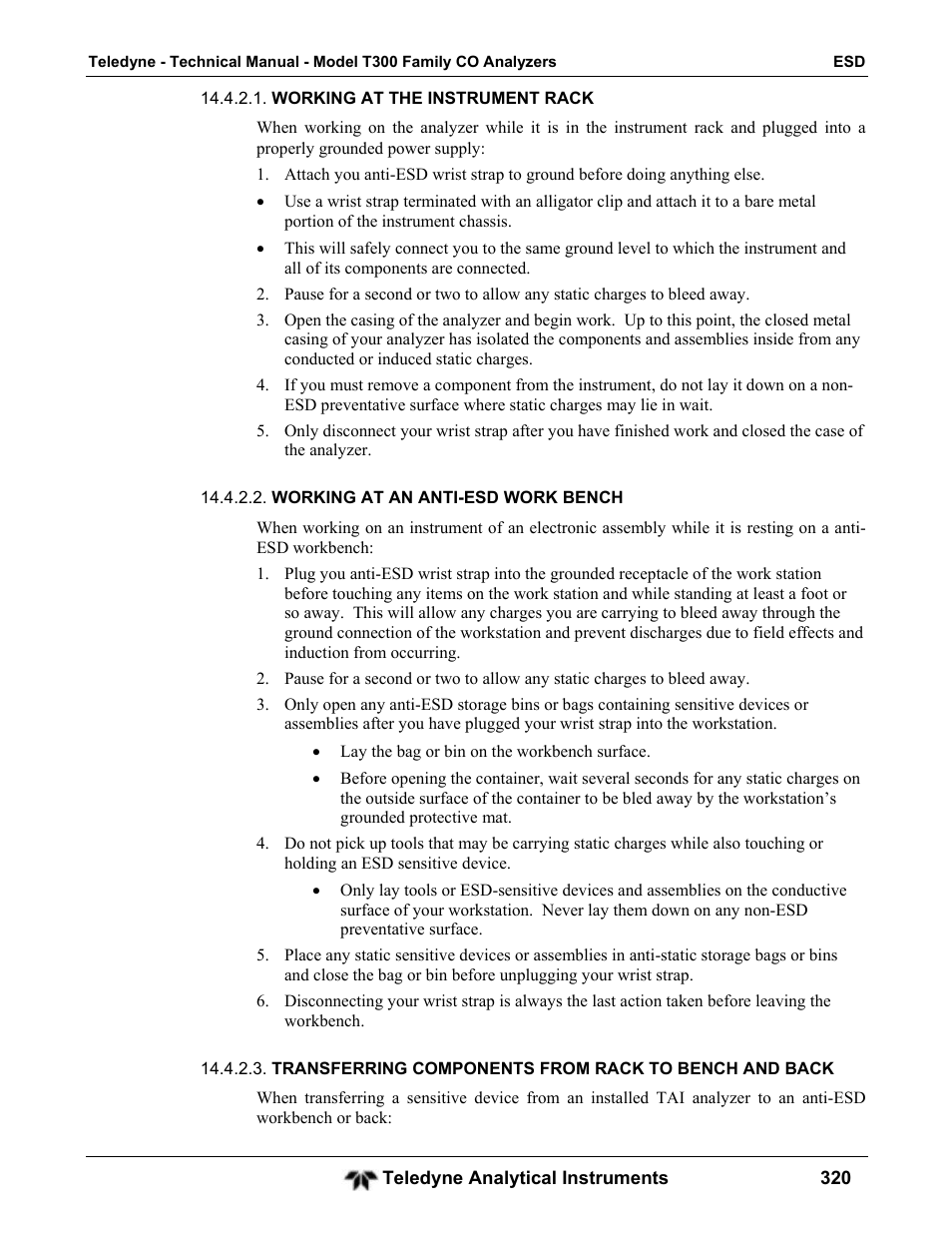 Teledyne GFC-7001T - Trace CO Analyzer User Manual | Page 320 / 326