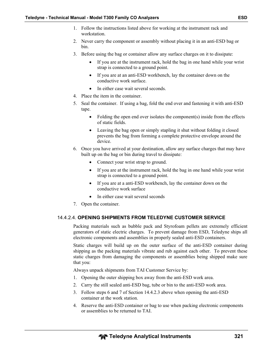 Teledyne GFC-7001T - Trace CO Analyzer User Manual | Page 321 / 326