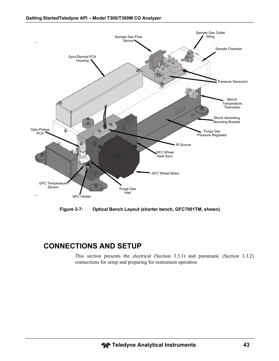 Connections and setup, Teledyne analytical instruments 43 | Teledyne GFC-7001T - Trace CO Analyzer User Manual | Page 43 / 326