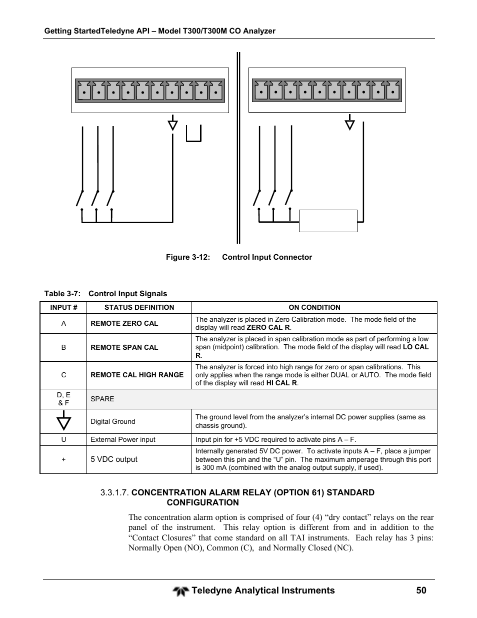 Teledyne analytical instruments 50 | Teledyne GFC-7001T - Trace CO Analyzer User Manual | Page 50 / 326