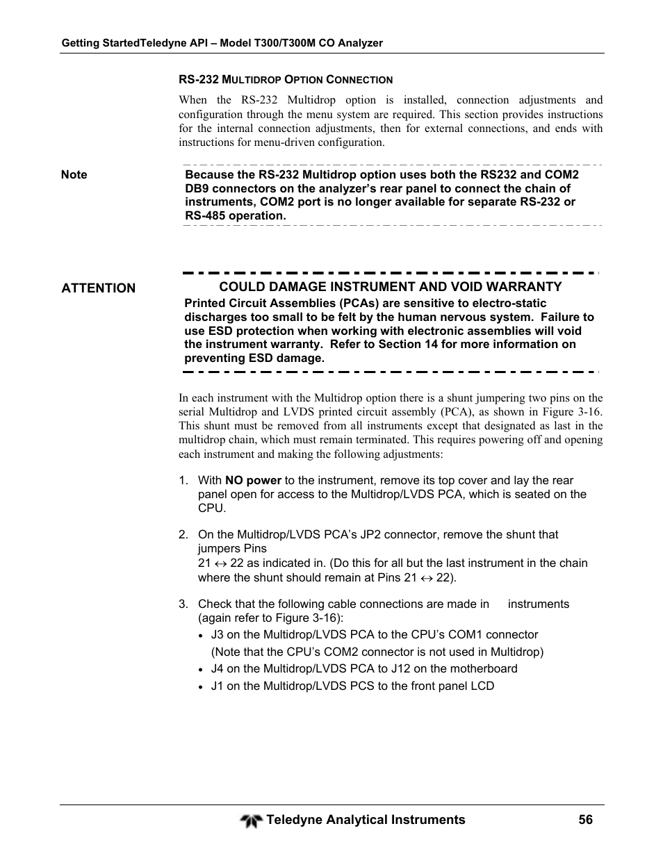 Teledyne GFC-7001T - Trace CO Analyzer User Manual | Page 56 / 326