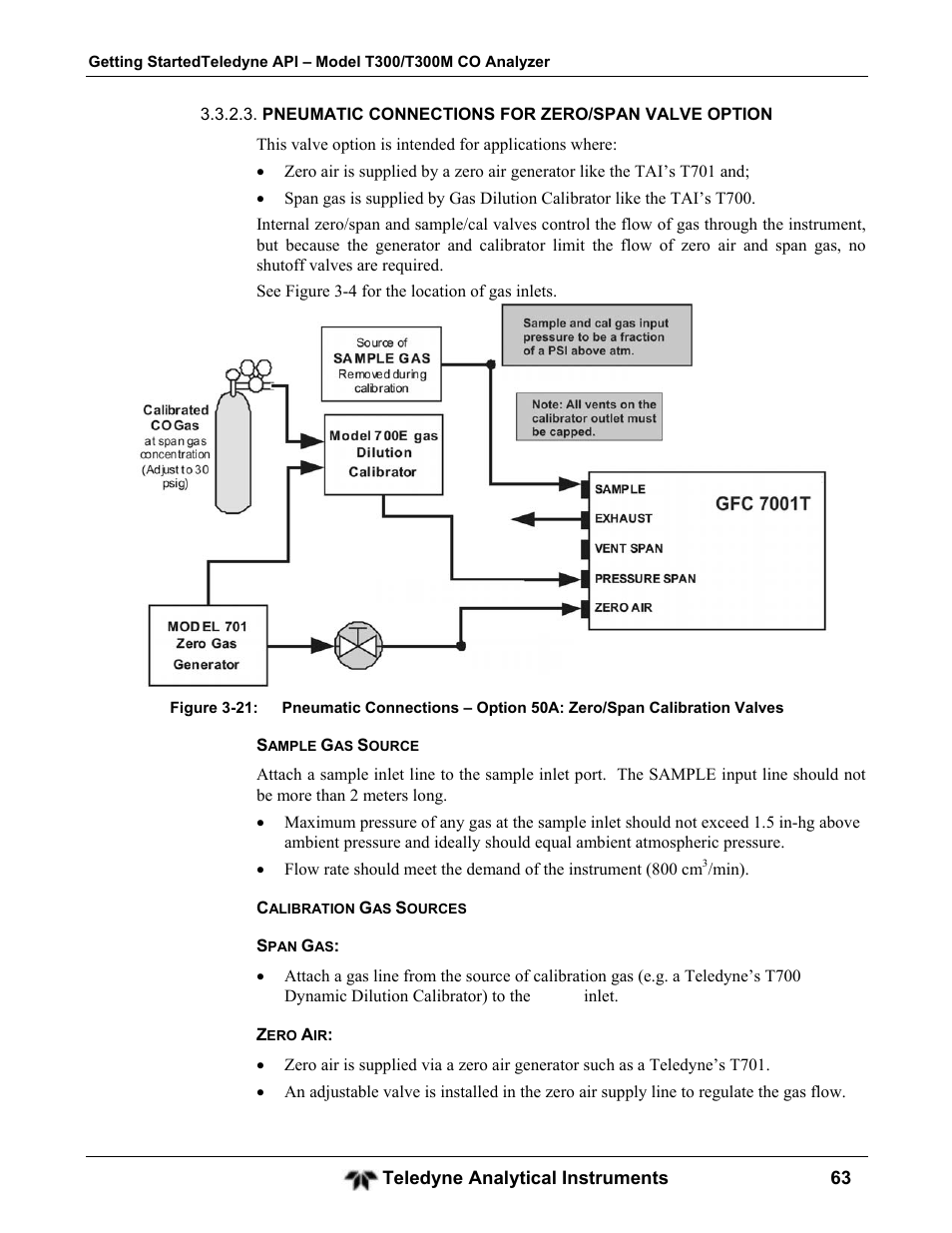 Teledyne GFC-7001T - Trace CO Analyzer User Manual | Page 63 / 326