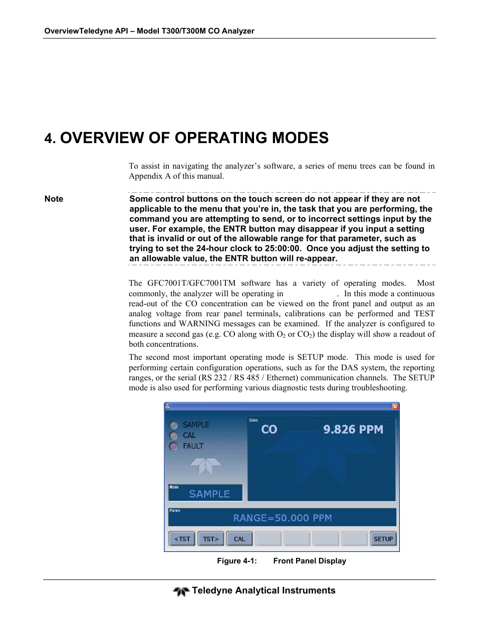 Overview of operating modes | Teledyne GFC-7001T - Trace CO Analyzer User Manual | Page 85 / 326
