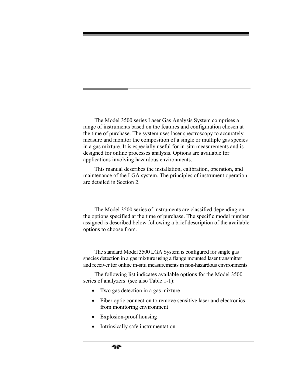Introduction | Teledyne LGA-3500 - Laser Gas Analysis system User Manual | Page 15 / 95