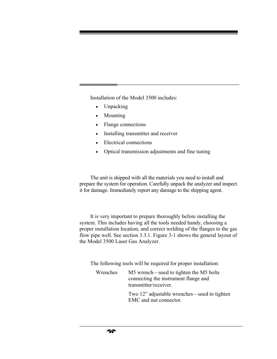 Installation | Teledyne LGA-3500 - Laser Gas Analysis system User Manual | Page 25 / 95