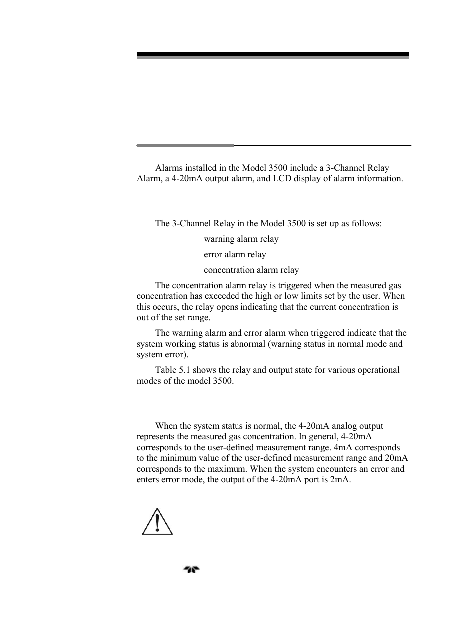 Alarm messages | Teledyne LGA-3500 - Laser Gas Analysis system User Manual | Page 75 / 95