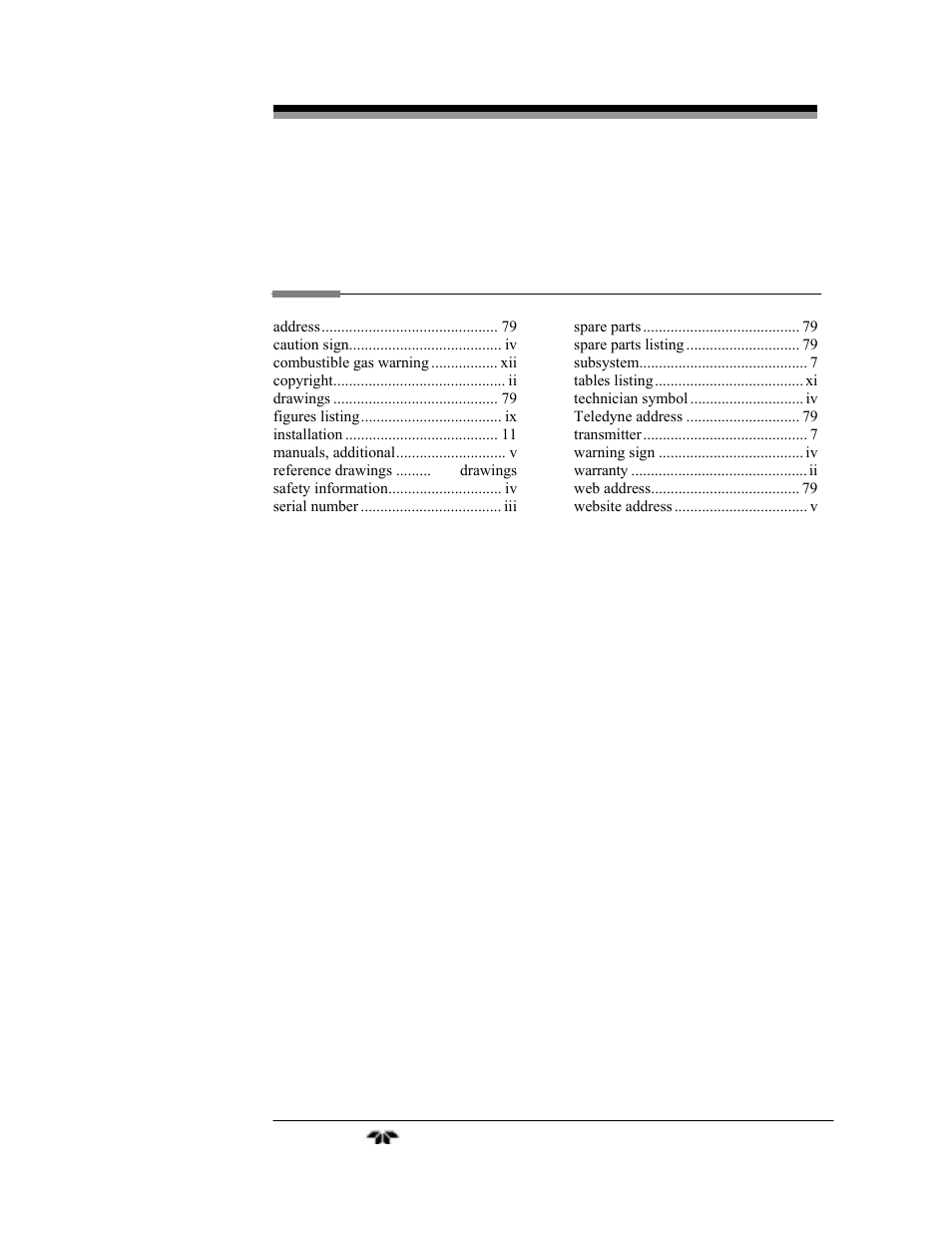 Index | Teledyne LGA-3500 - Laser Gas Analysis system User Manual | Page 95 / 95