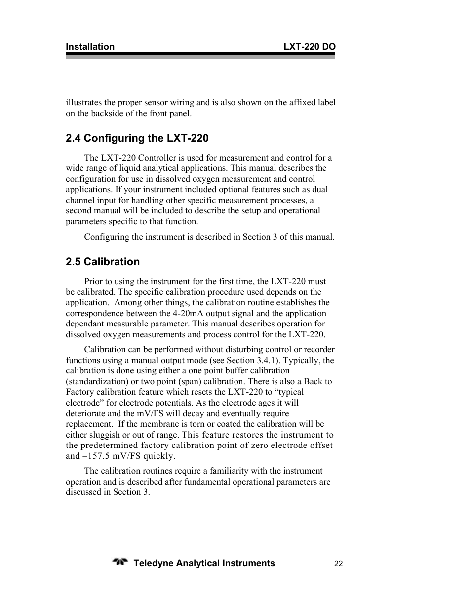 Teledyne LXT-220 User Manual | Page 22 / 61