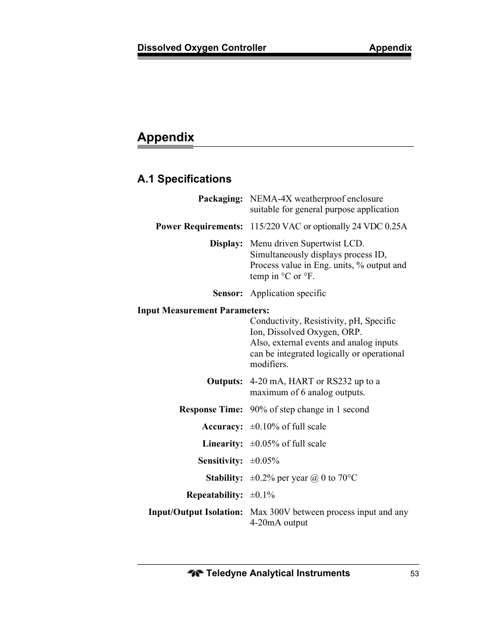 Appendix | Teledyne LXT-220 User Manual | Page 53 / 61