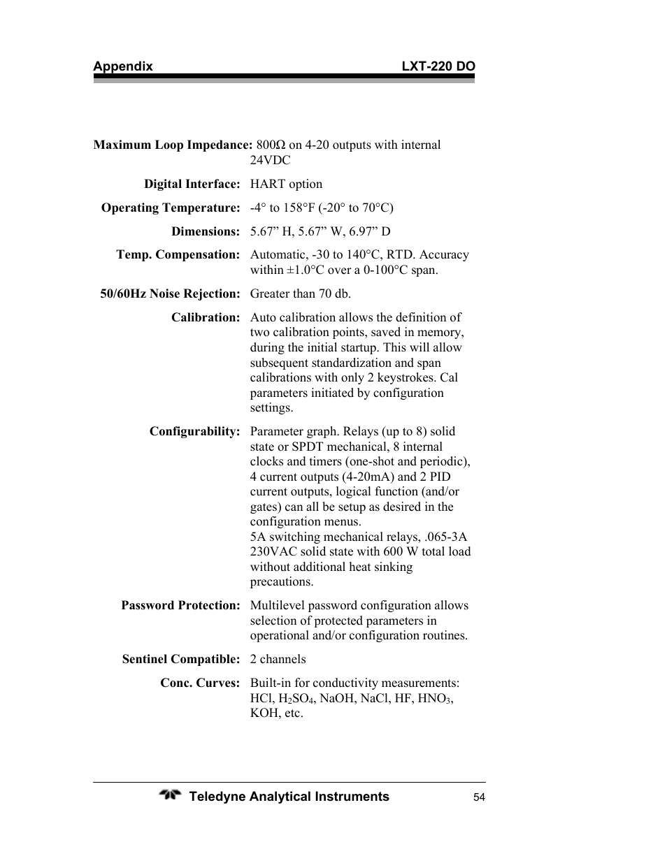 Teledyne LXT-220 User Manual | Page 54 / 61