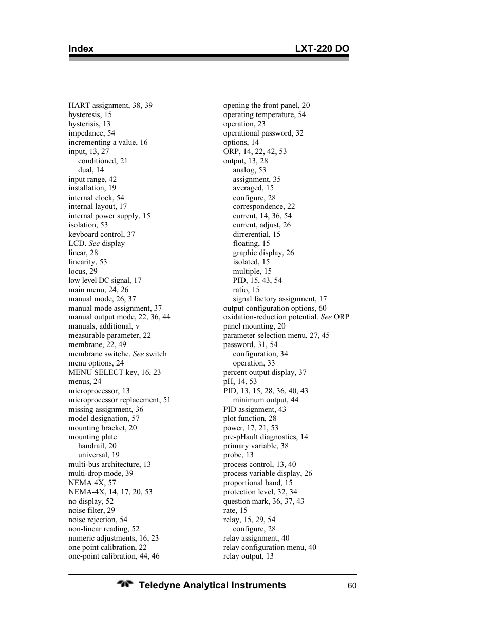 Teledyne LXT-220 User Manual | Page 60 / 61