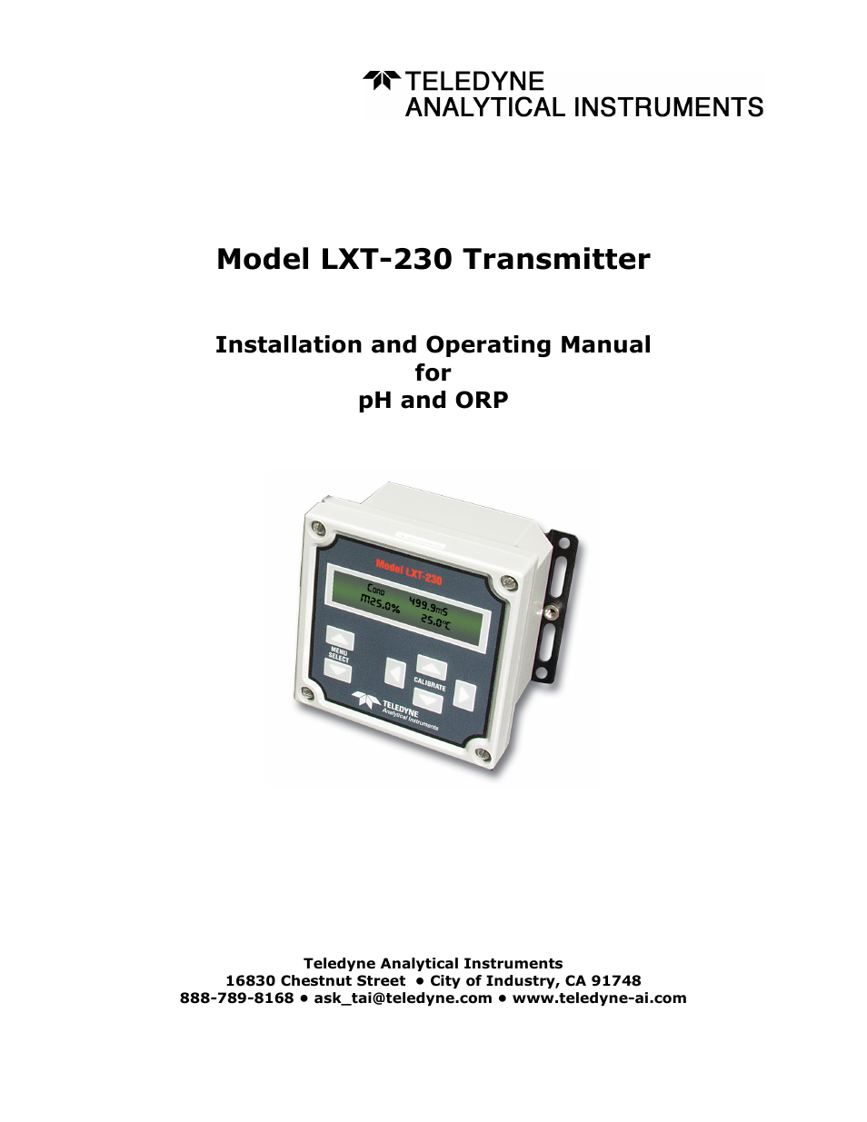 Teledyne LXT-230 User Manual | 22 pages