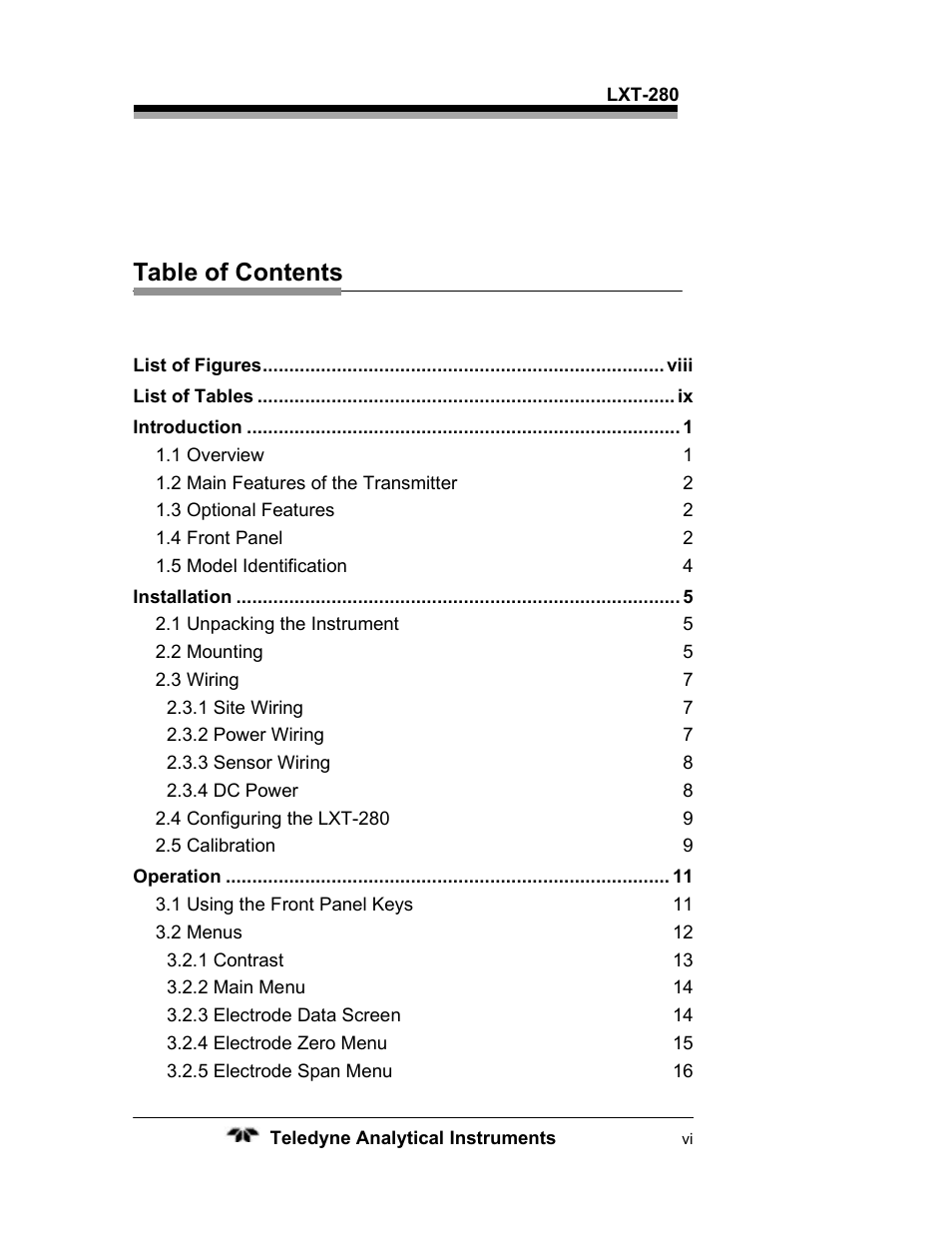 Teledyne LXT-280 User Manual | Page 6 / 57