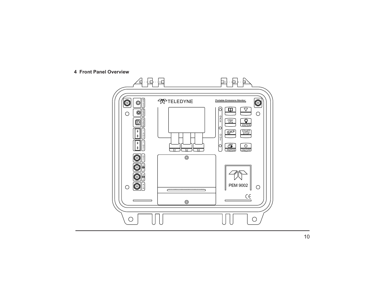 4 front panel overview, Teledyne, Pem 9002 | Teledyne PEM-9002 - Digital flue gas analyzer User Manual | Page 15 / 49