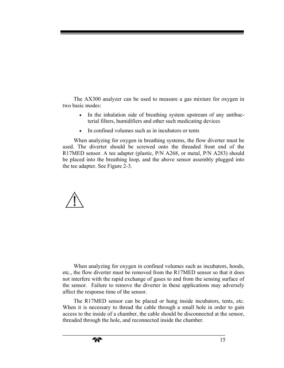 2 operating instructions | Teledyne AX300 - Medical application oxygen analyzer User Manual | Page 23 / 38