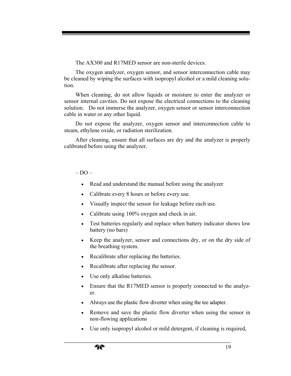 4 dos and don’ts | Teledyne AX300 - Medical application oxygen analyzer User Manual | Page 27 / 38