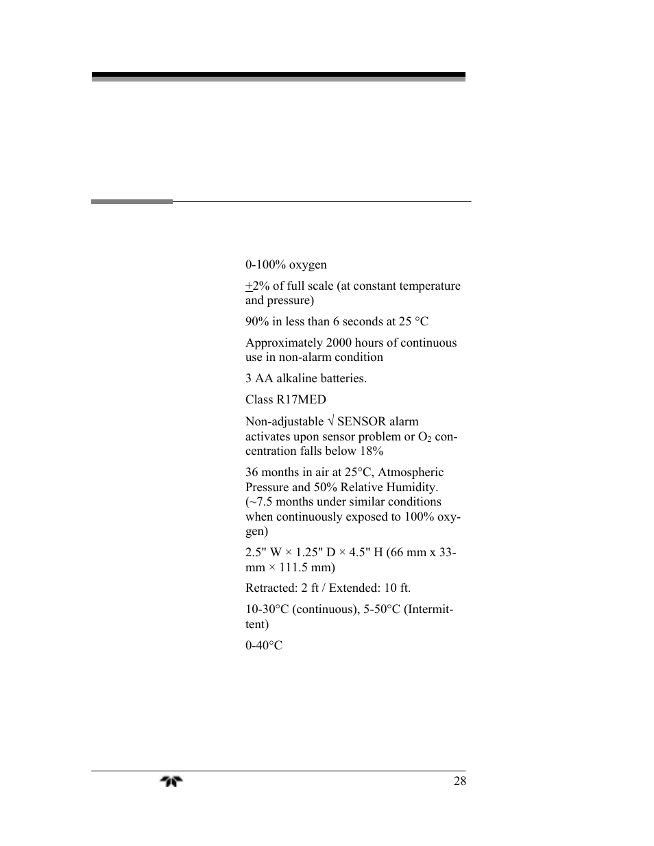 Appendix | Teledyne AX300 - Medical application oxygen analyzer User Manual | Page 36 / 38