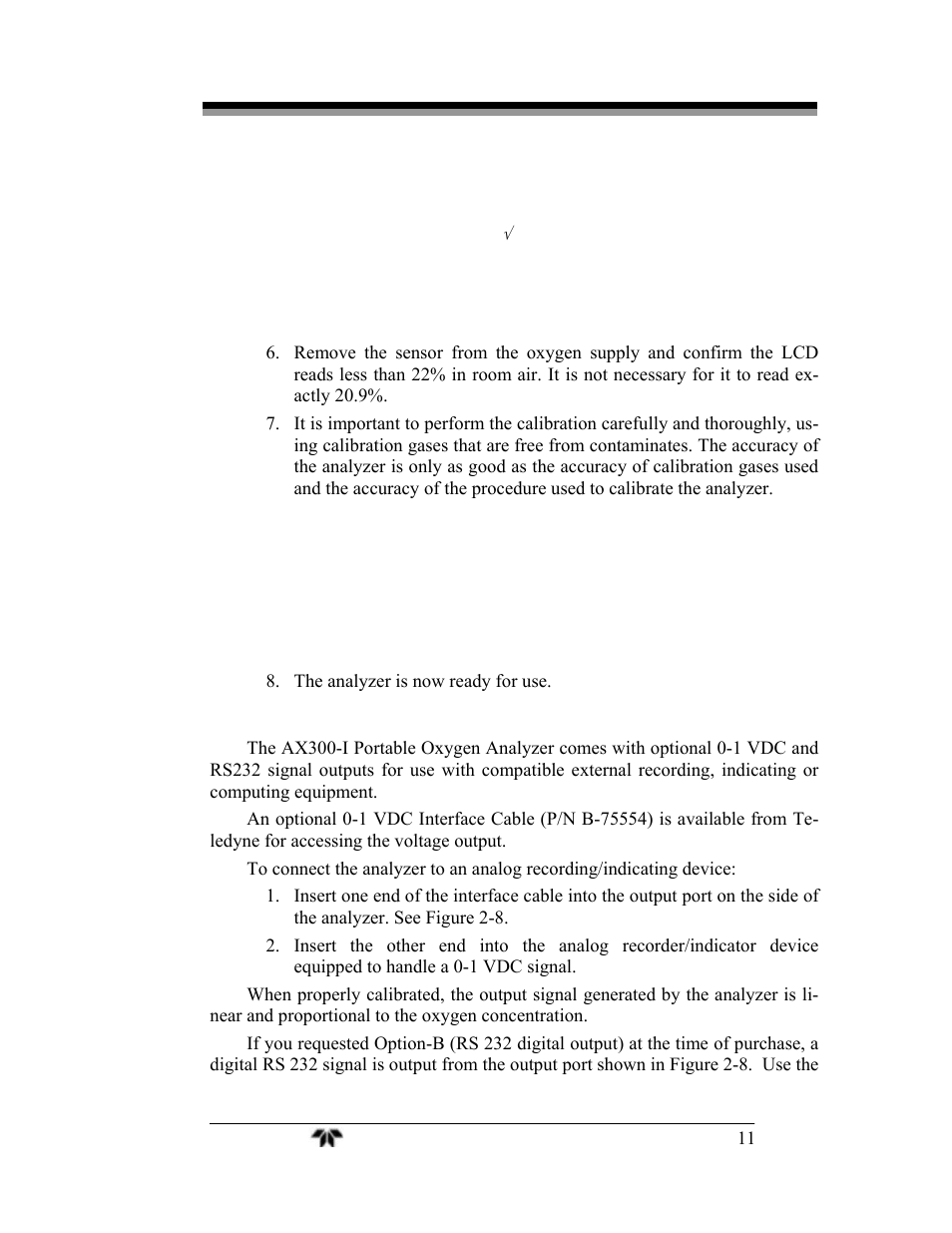 Teledyne AX300-I - Medical application oxygen analyzer User Manual | Page 19 / 35