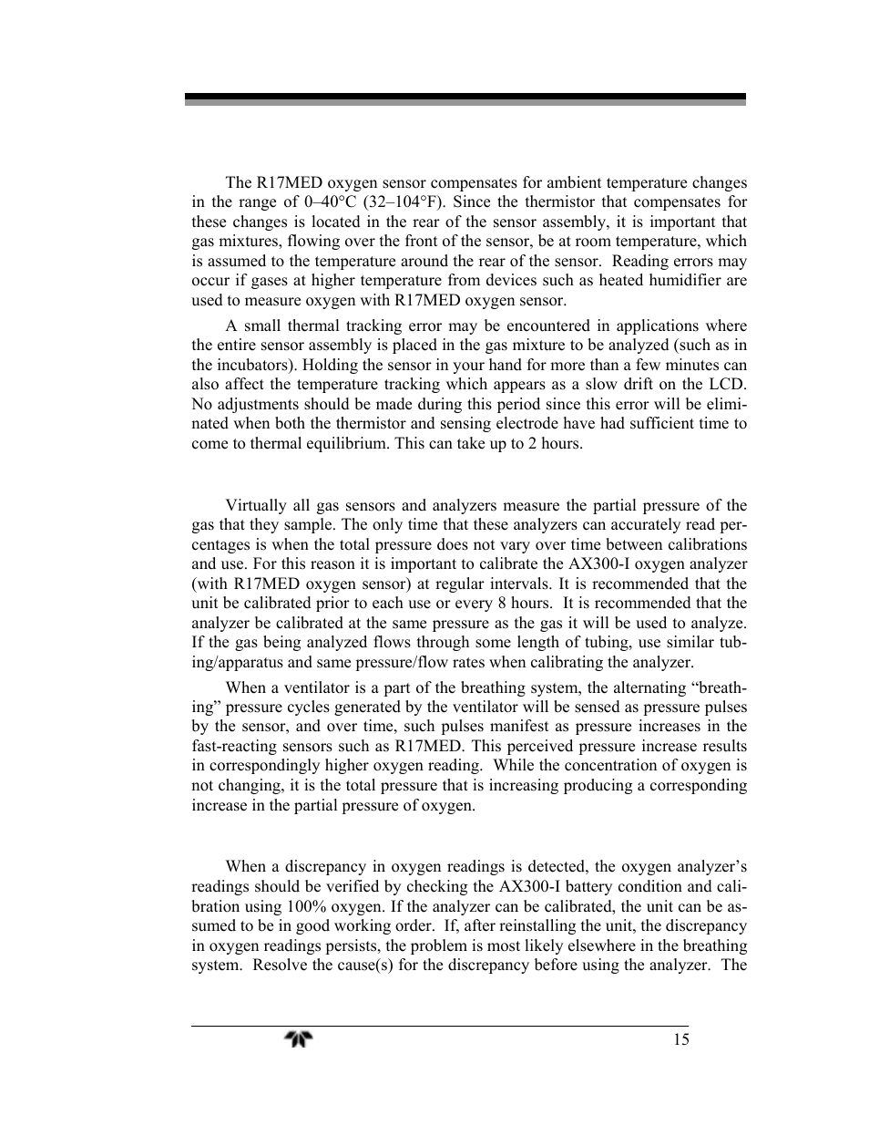 Teledyne AX300-I - Medical application oxygen analyzer User Manual | Page 23 / 35