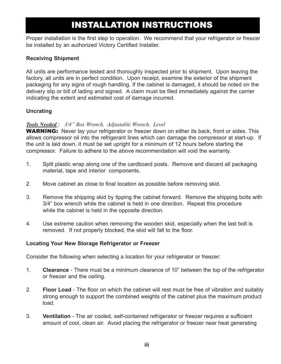 Installation instructions | Victory RS-2N-S7-FF (Manufactured after4-19-10) User Manual | Page 5 / 19