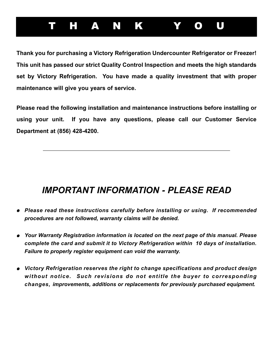 Important information - please read | Victory RUFS-1D-S7 User Manual | Page 2 / 13