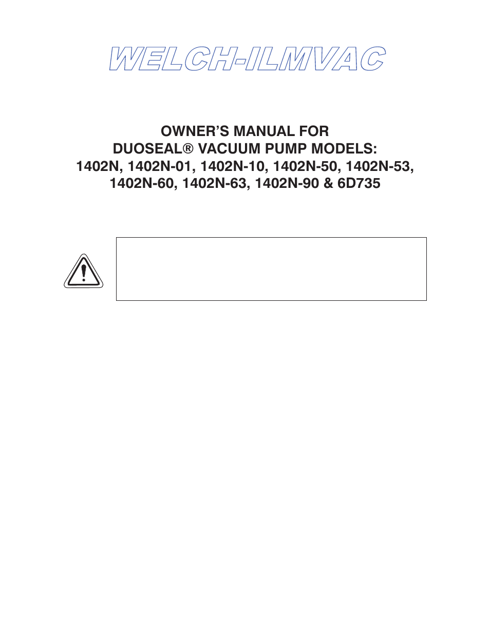 Welch Vacuum 1402N Chemstar User Manual | 28 pages