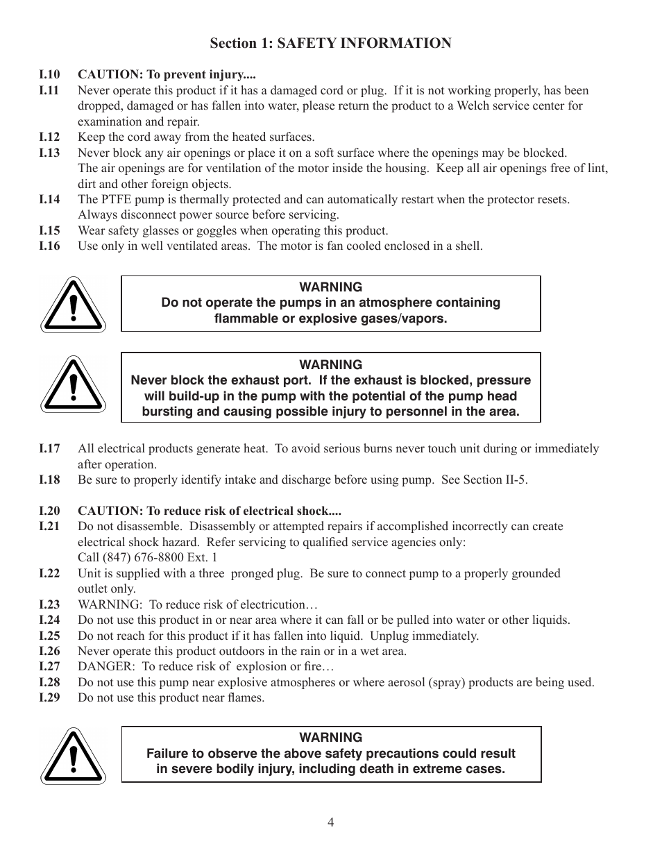 Welch Vacuum 2581B-50 WOB-L Pinston Pump User Manual | Page 4 / 16