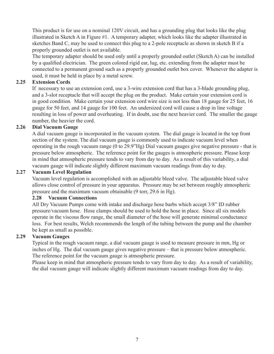 Welch Vacuum 2581B-50 WOB-L Pinston Pump User Manual | Page 7 / 16