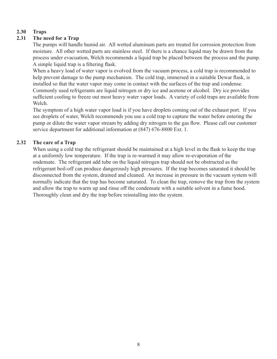 Welch Vacuum 2581B-50 WOB-L Pinston Pump User Manual | Page 8 / 16