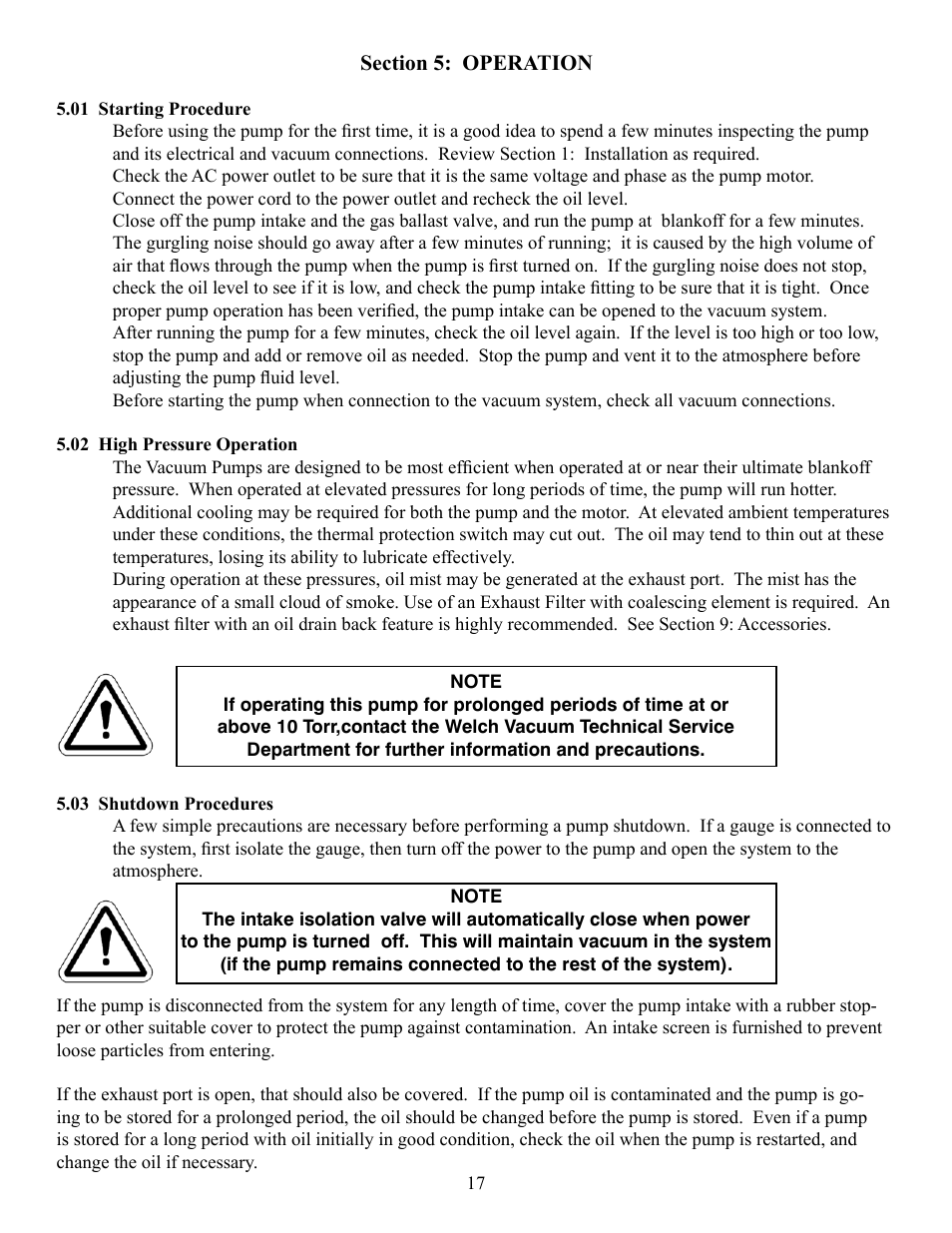 Welch Vacuum 8925 Direct Drive Rotary Vane Pump User Manual | Page 17 / 46