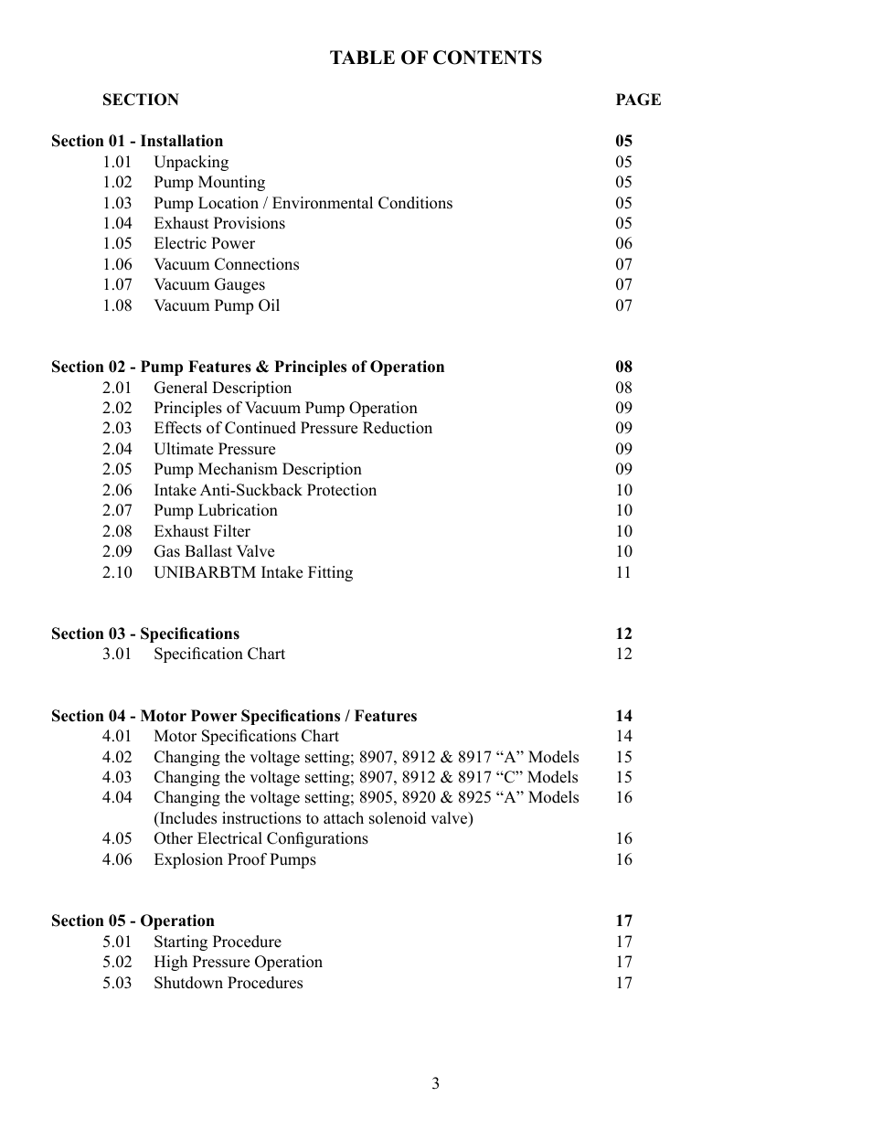 Welch Vacuum 8925 Direct Drive Rotary Vane Pump User Manual | Page 3 / 46