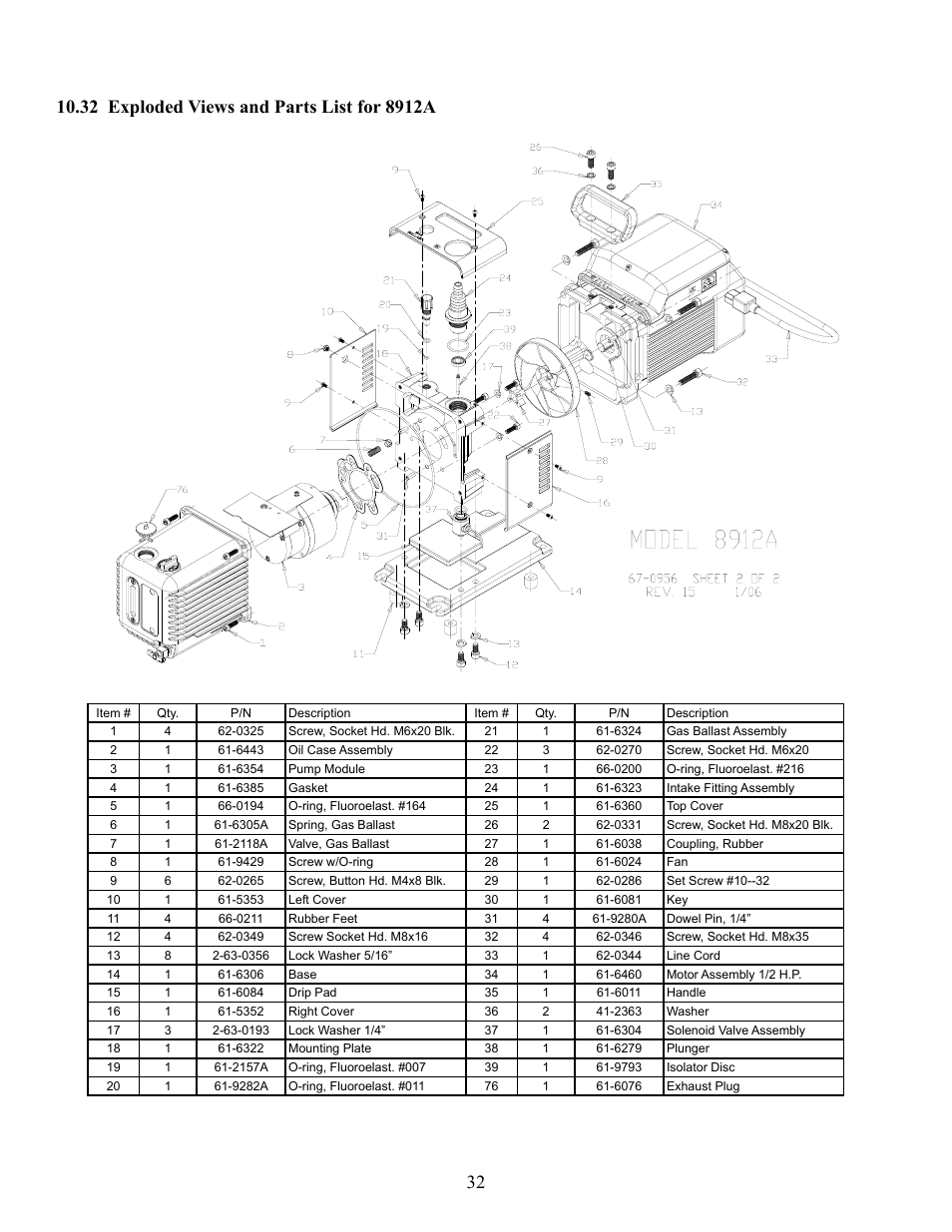 Welch Vacuum 8925 Direct Drive Rotary Vane Pump User Manual | Page 32 / 46