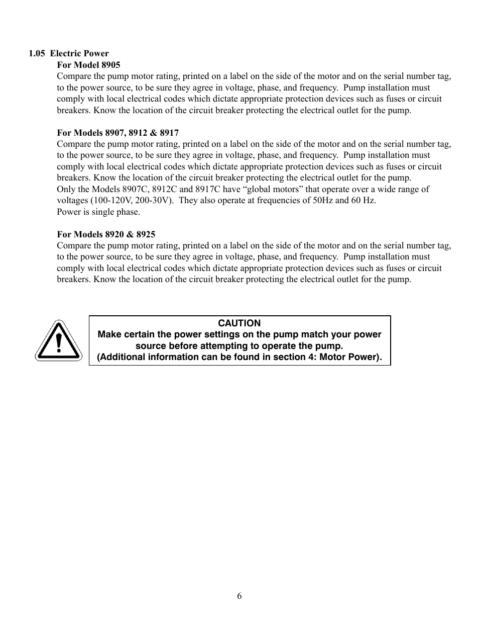 Welch Vacuum 8925 Direct Drive Rotary Vane Pump User Manual | Page 6 / 46