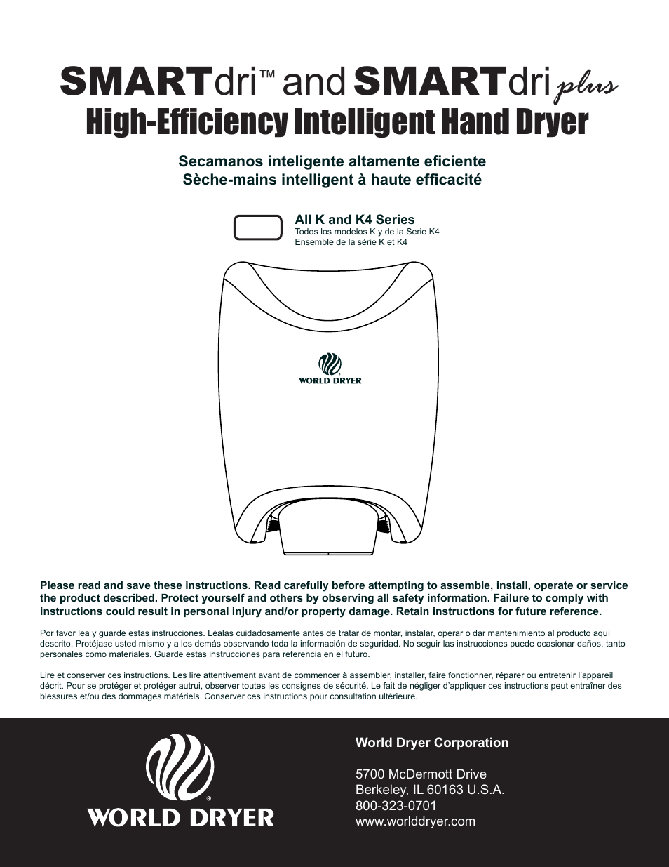 World Dryer SMARTdri Series K and K4 User Manual | 16 pages