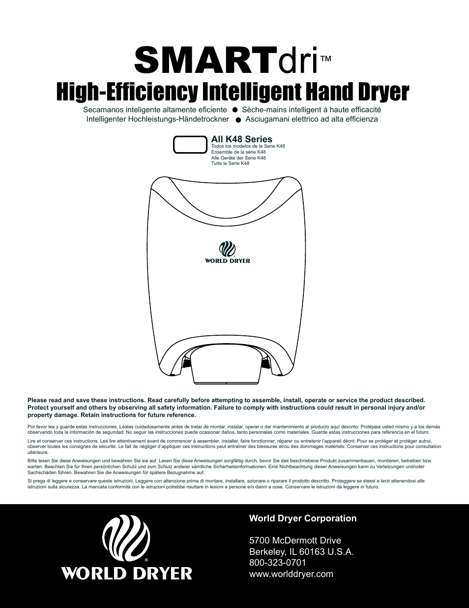 World Dryer SMARTdri Series K48 User Manual | 6 pages