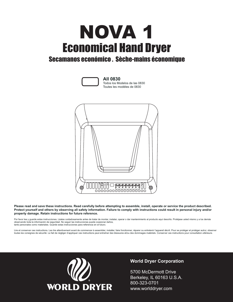 World Dryer Nova 1 User Manual | 13 pages