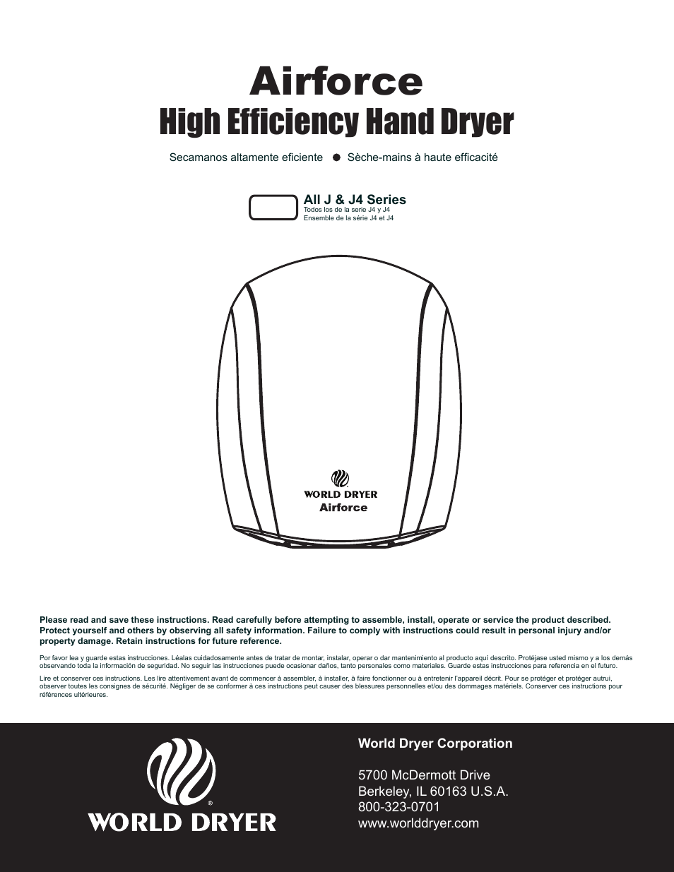 World Dryer Airforce J & J4 User Manual | 16 pages