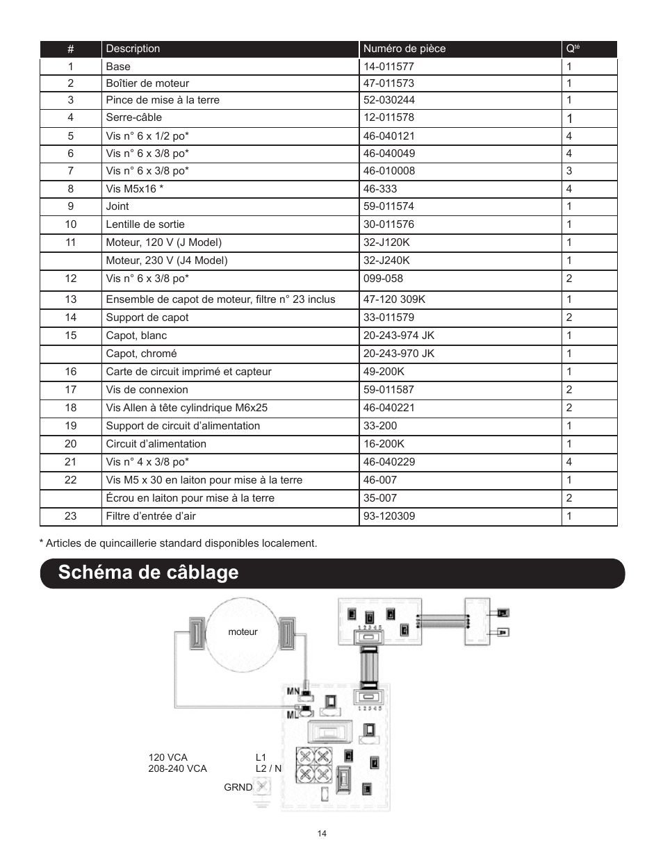 Schéma de câblage | World Dryer Airforce J & J4 User Manual | Page 14 / 16