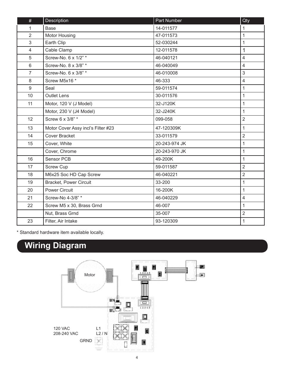 Wiring diagram | World Dryer Airforce J & J4 User Manual | Page 4 / 16