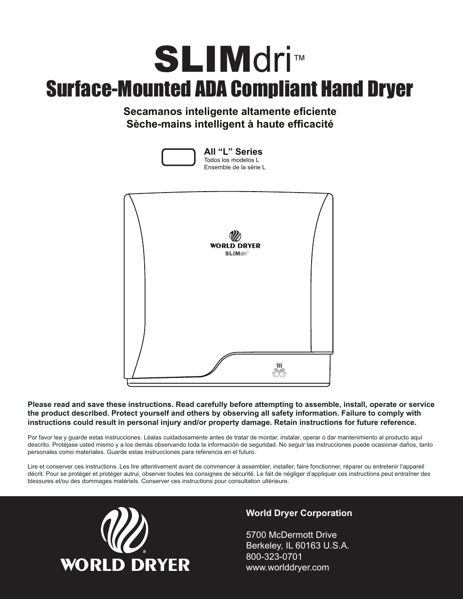 World Dryer SLIMdri L User Manual | 16 pages