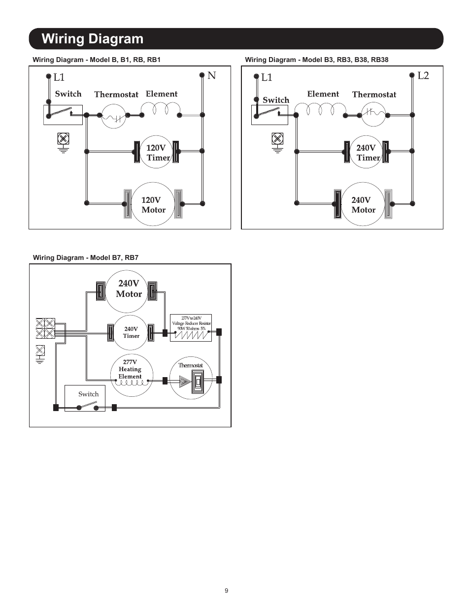 Wiring diagram | World Dryer AirStyle B User Manual | Page 9 / 28