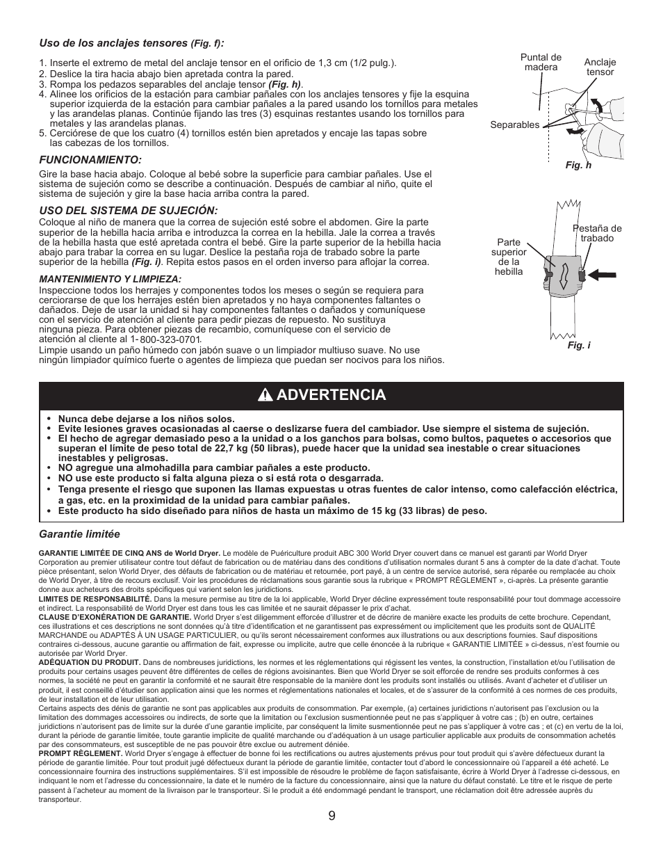 Advertencia | World Dryer DryBaby ABC-300HS User Manual | Page 10 / 10