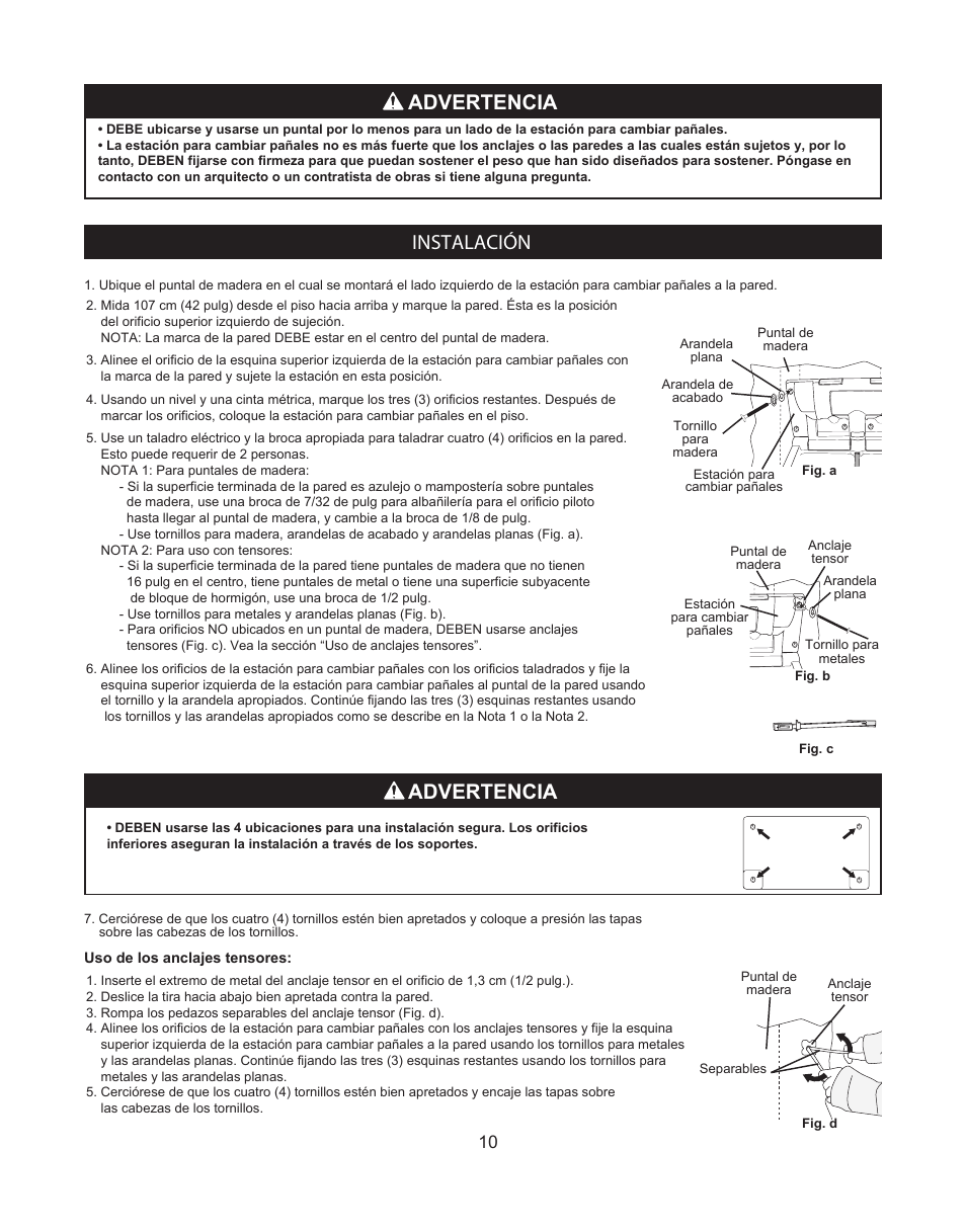 Instalación advertencia, Advertencia | World Dryer DryBaby ABC-300H User Manual | Page 11 / 13