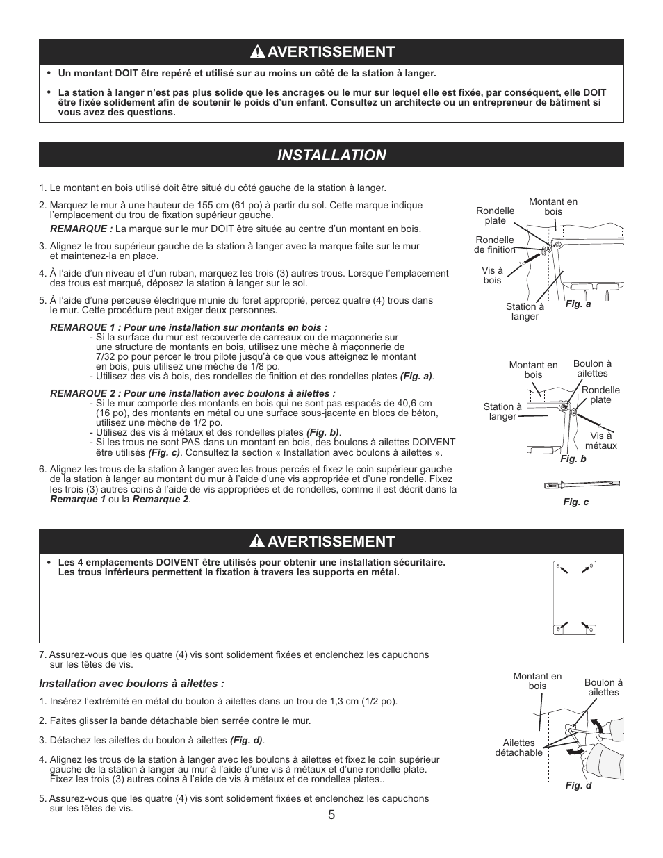 Installation, Avertissement | World Dryer DryBaby ABC 300V User Manual | Page 6 / 10