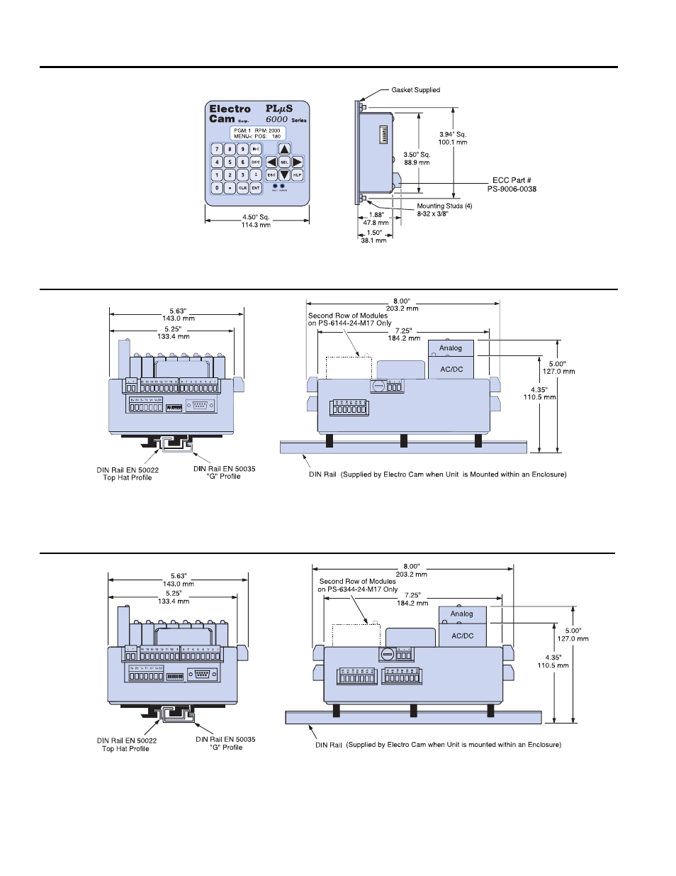 Dimensions | Electro Cam PS-6000 Series User Manual | Page 8 / 12