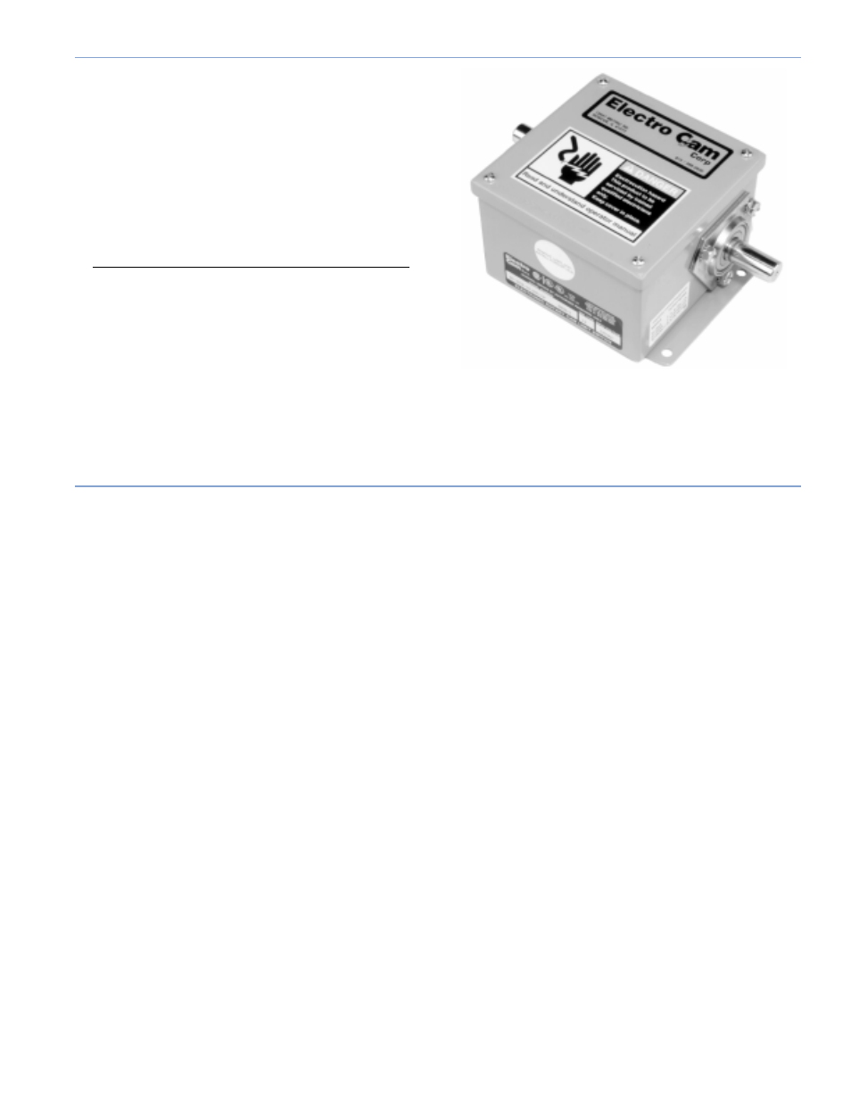 Standard models, Options | Electro Cam EC-3400 Series User Manual | Page 3 / 8