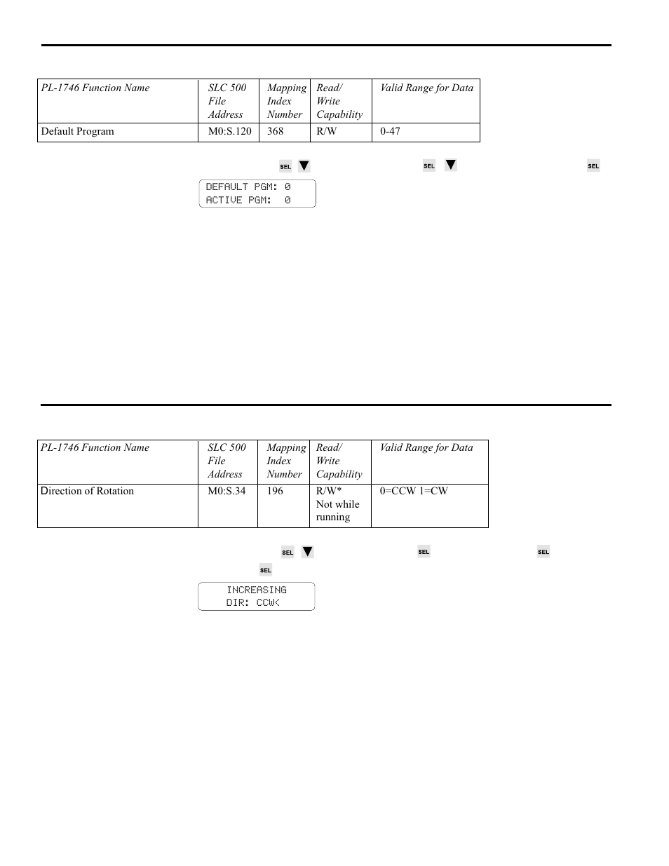 Default program, Direction of rotation, 4 pls functions | Electro Cam PL-1746 Series User Manual | Page 49 / 146