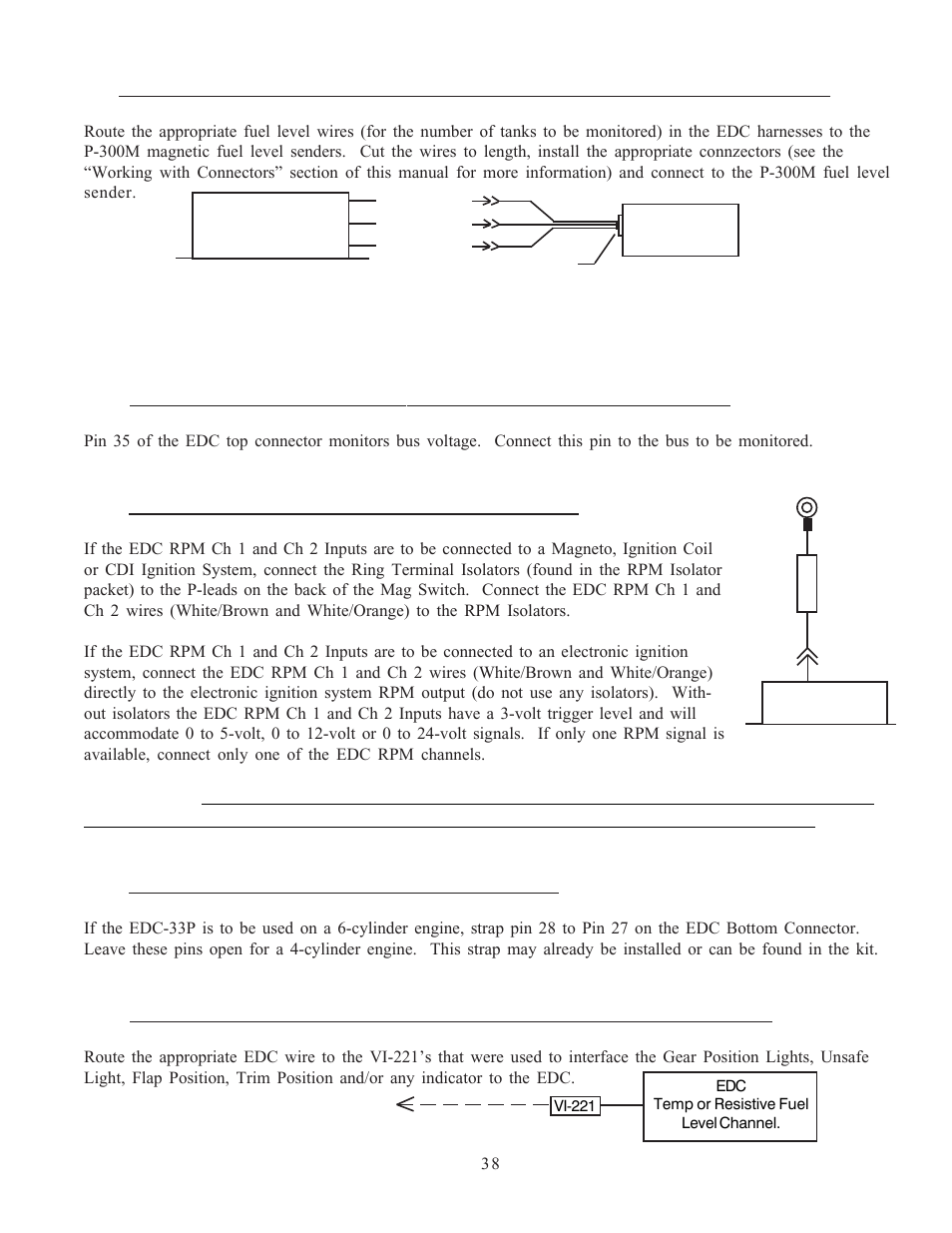 11 connect the edc harness to the rpm signals, 12 set up the edc for a 4 or 6-cylinder engine | Electronics International MVP-50P User Manual | Page 45 / 106