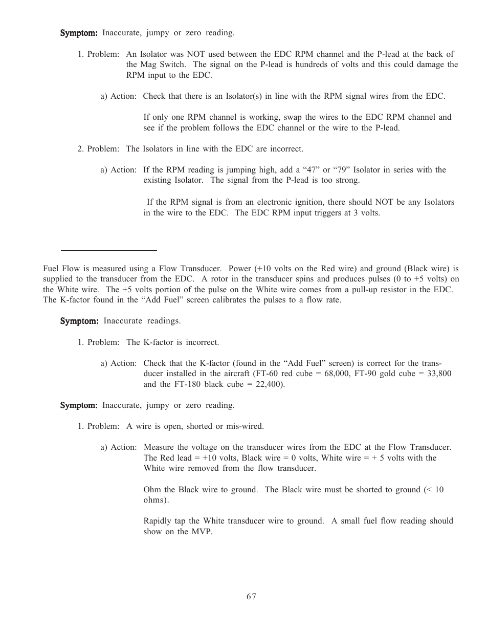 6 fuel flow problem | Electronics International MVP-50P User Manual | Page 69 / 106